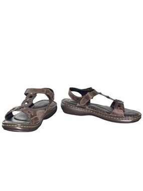 Born Electra Sling Back Low Heel Cushioned Leather Sandals Mahogany Size 8